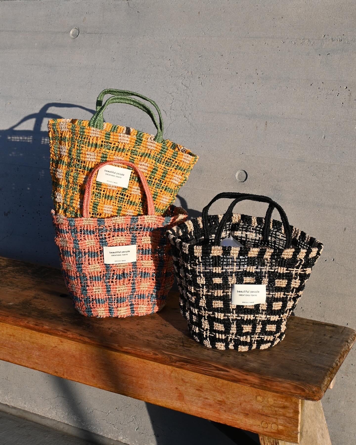 abaca knitting small tote bag