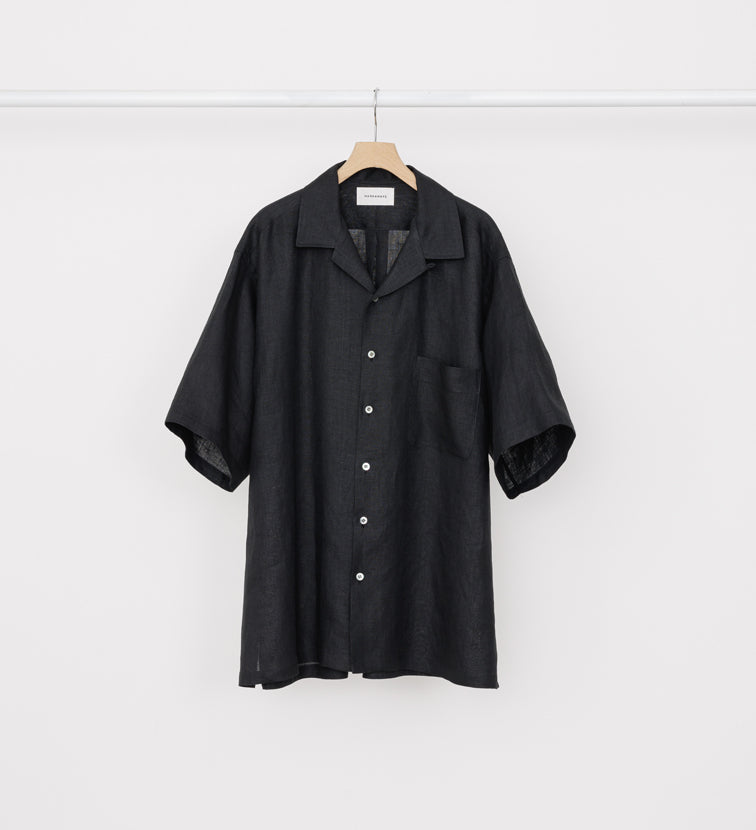 OPEN COLLAR WIDE SHIRT S/S BLACK