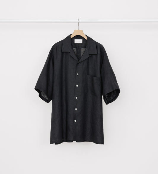 OPEN COLLAR WIDE SHIRT S/S BLACK