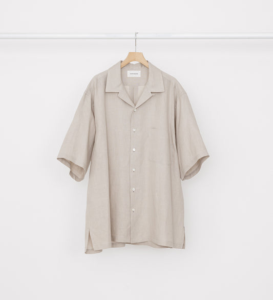 OPEN COLLAR WIDE SHIRT S/S TAUPE