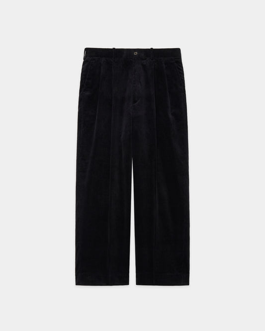 CLASSIC FIT DOUBLE PLEATED TROUSERS BLACK