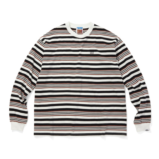 EMBROIDERED LOGO MULTI BORDER L/S T-SHIRT