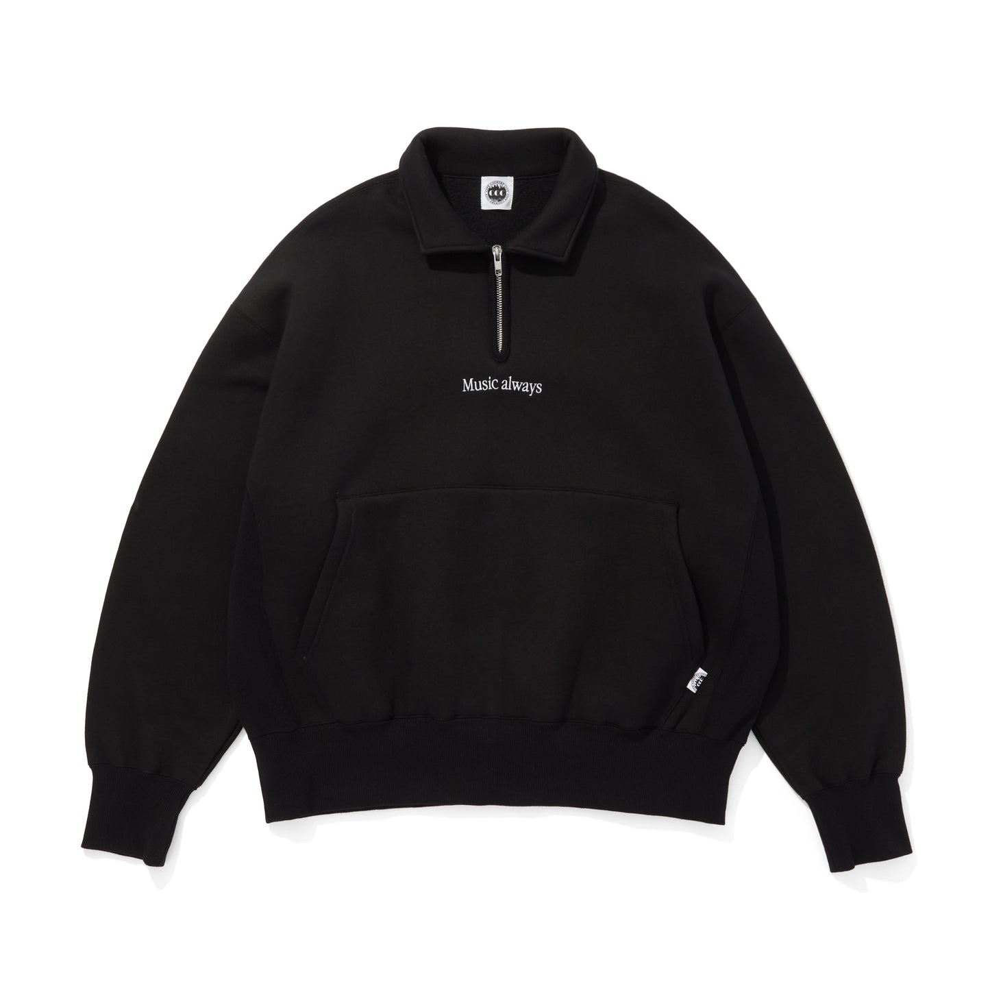 EMBROIDERED LOGO HALF ZIP SWEAT SHIRTS