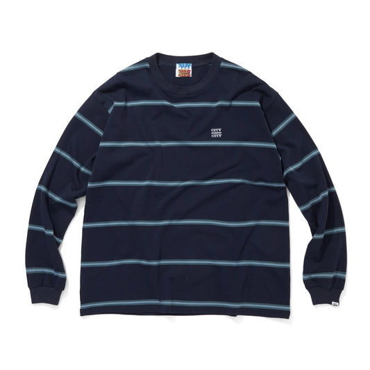 EMBROIDERED LOGO BORDER L/S T-SHIRT