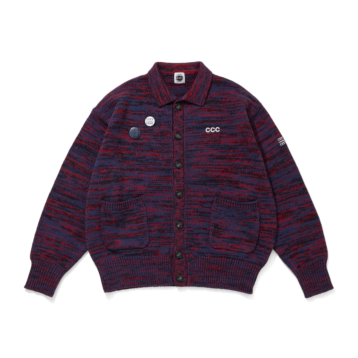 MIX KNIT CARDIGAN WITH BADGE_JAZZ