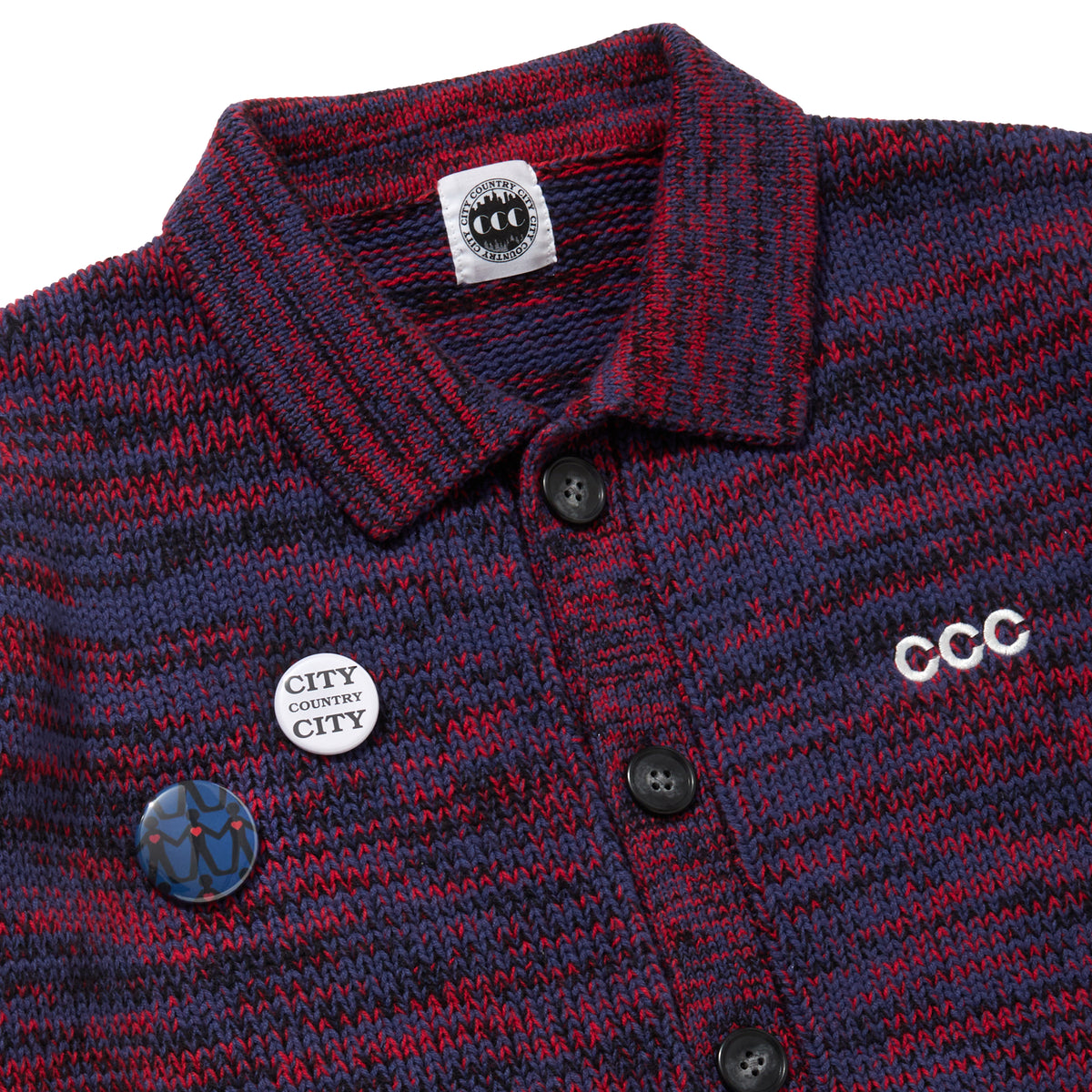 MIX KNIT CARDIGAN WITH BADGE_JAZZ