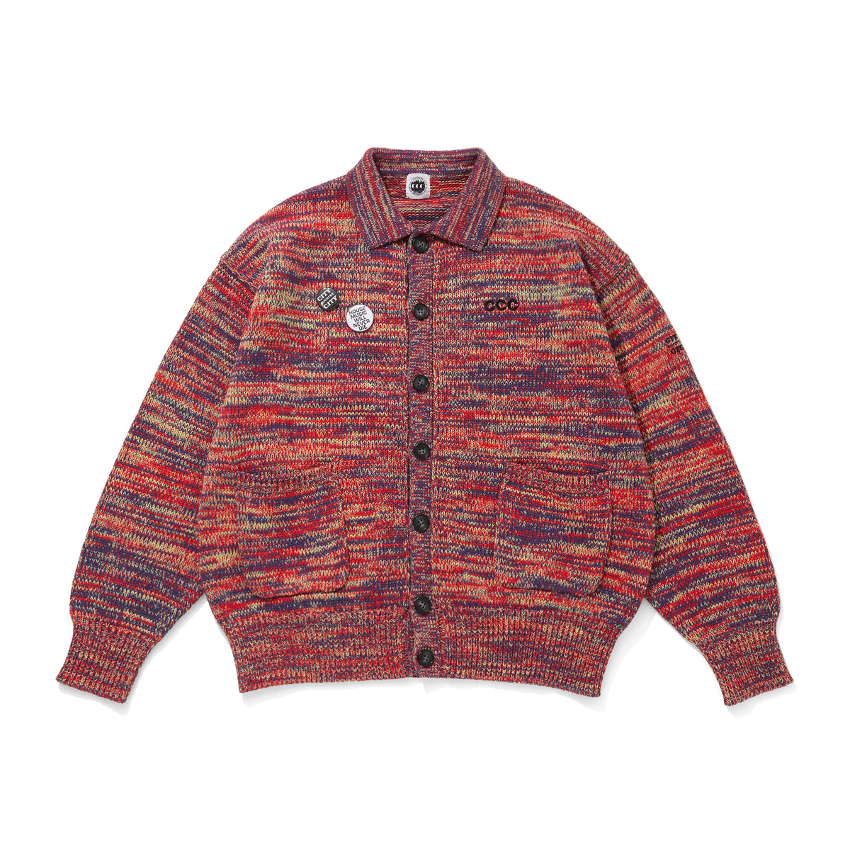 MIX KNIT CARDIGAN WITH BADGE_HOUSE