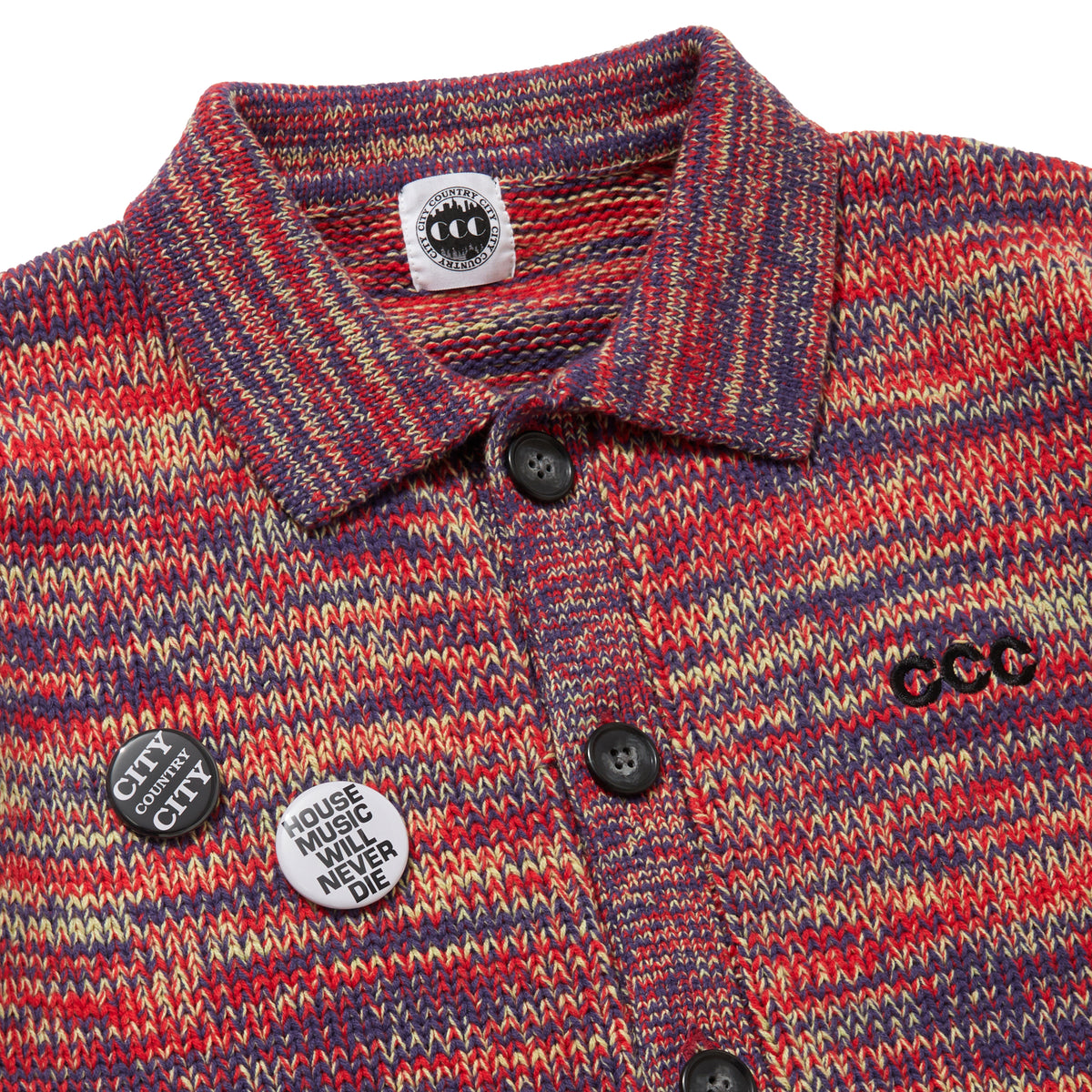 MIX KNIT CARDIGAN WITH BADGE_HOUSE