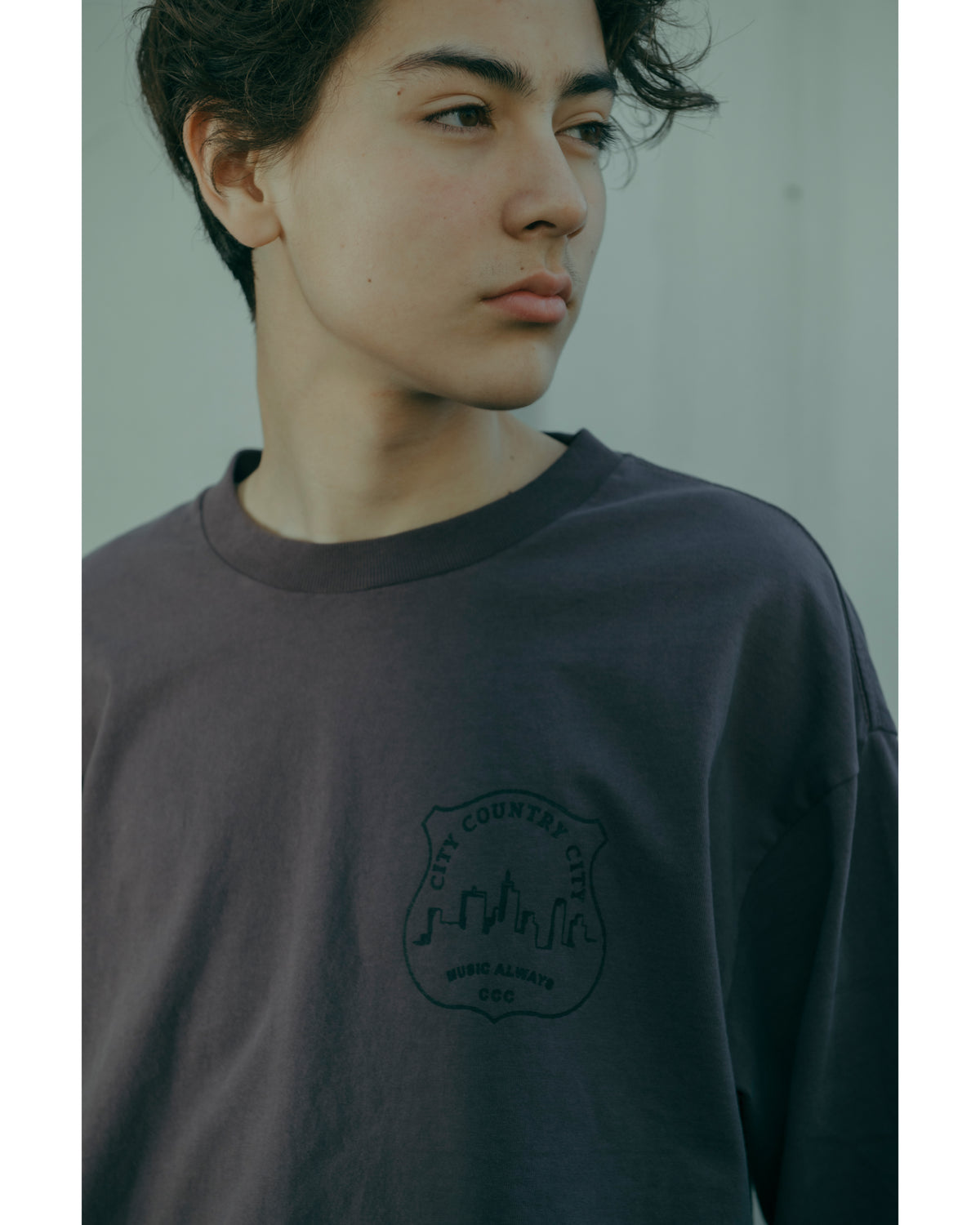 GARMENT DYE COTTON L/S T-SHIRT_MUSIC ALWAYS