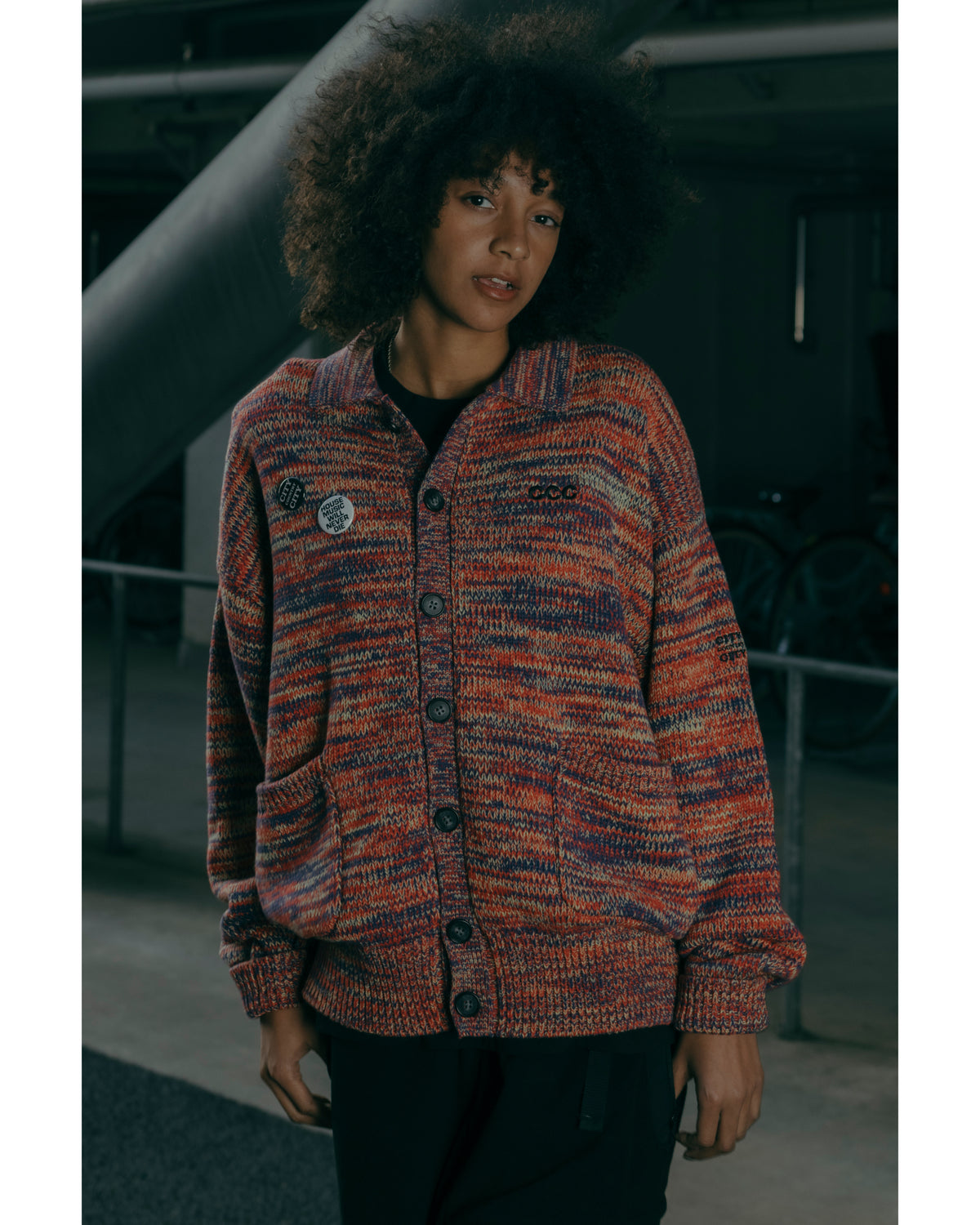 MIX KNIT CARDIGAN WITH BADGE_HOUSE