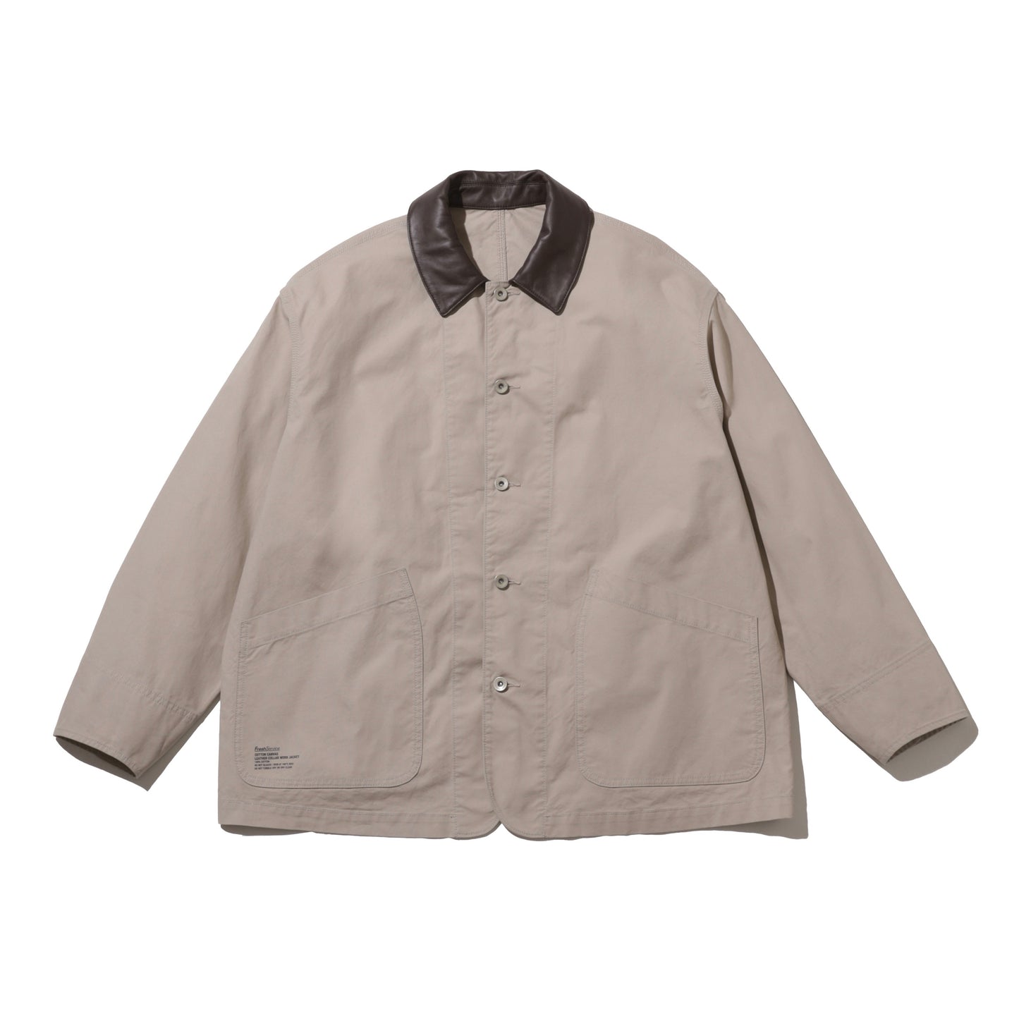 COTTON CANVAS LEATHER COLLAR WORK JACKET