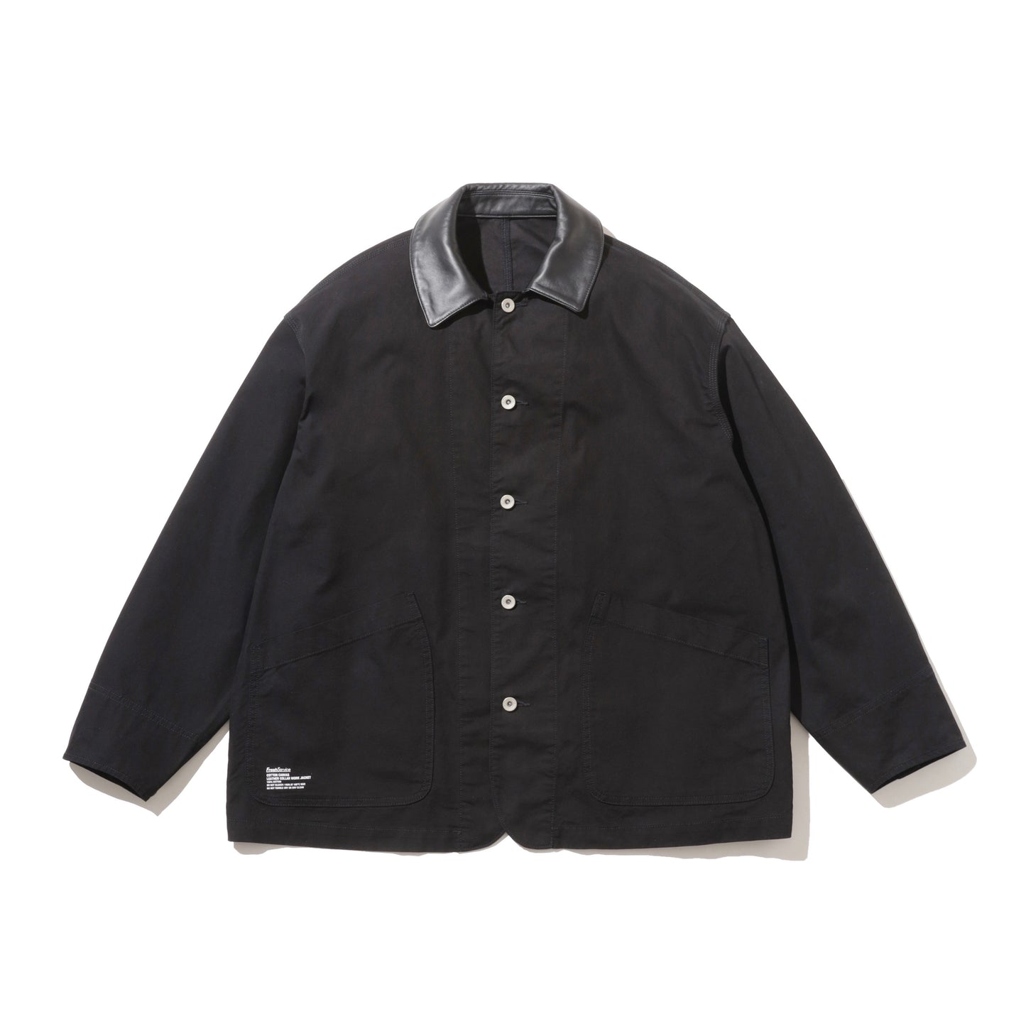 COTTON CANVAS LEATHER COLLAR WORK JACKET