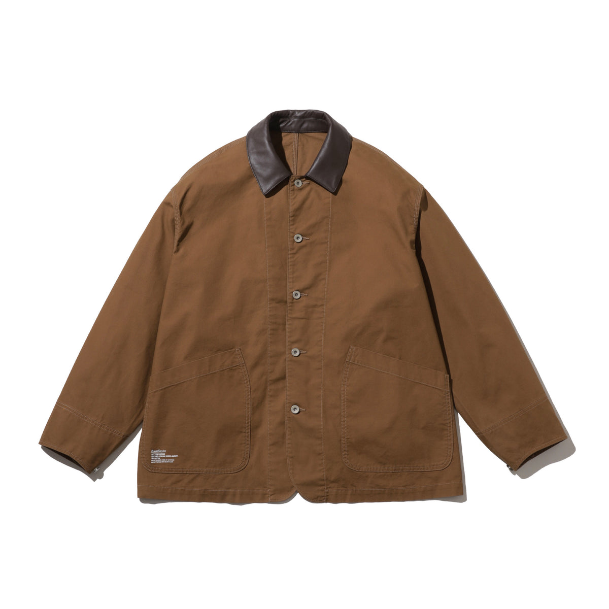 COTTON CANVAS LEATHER COLLAR WORK JACKET