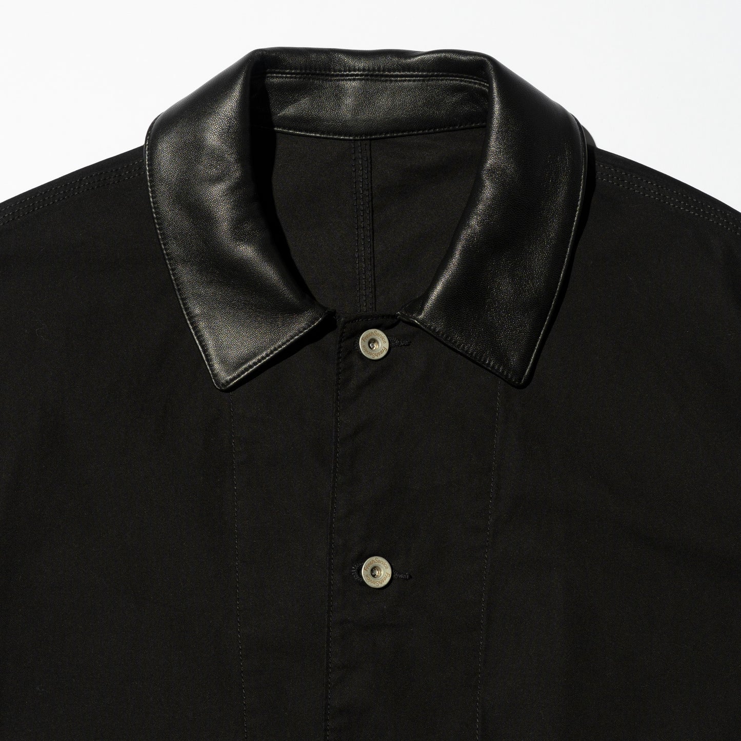 COTTON CANVAS LEATHER COLLAR WORK JACKET