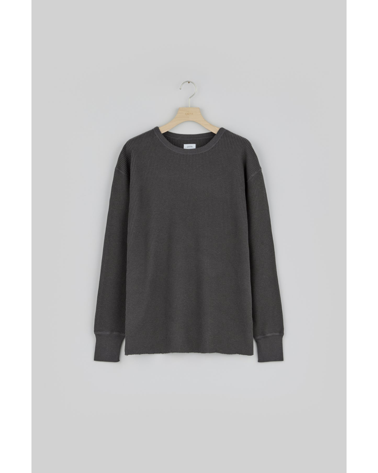 Cotton Waffle Long Sleeve T-shirt (One Wash) Charcoal Gray