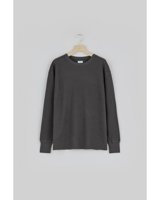Cotton Waffle Long Sleeve T-shirt (One Wash) Charcoal Gray