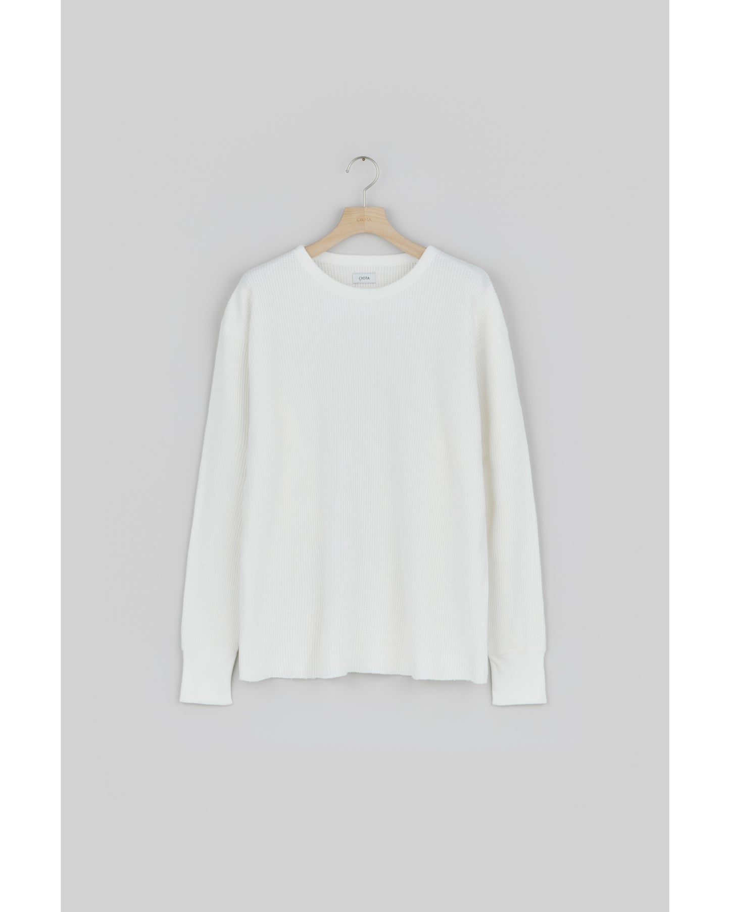 Cotton Waffle Long Sleeve T-shirt (One Wash) Off
