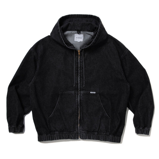 12.5oz Denim Zip Up Hooded Jacket (Black Fade)