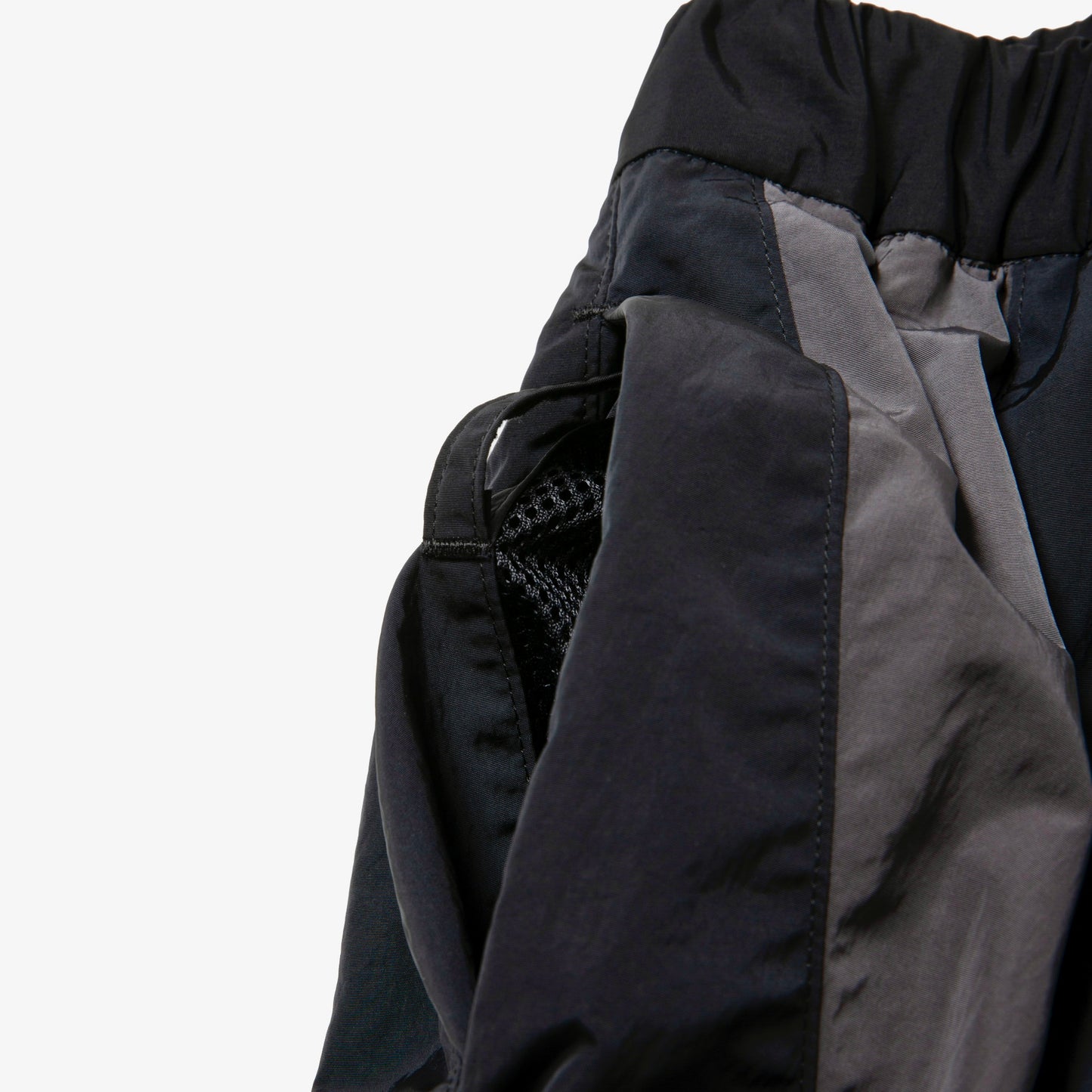 Nylon Paneling Shin Cut Wide Track Pants