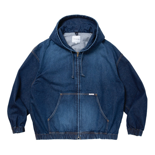 12.5oz Denim Zip Up Hooded Jacket Fade