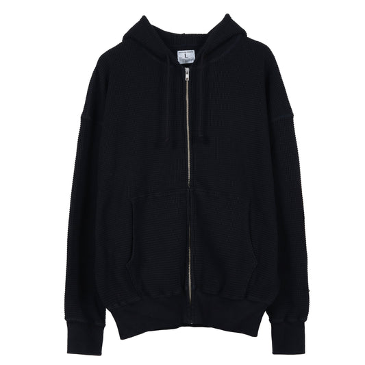 WAFFLE SWEAT HOODED ZIP