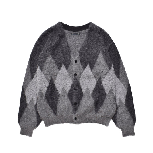 Mohair Argyle Knit Cardigan