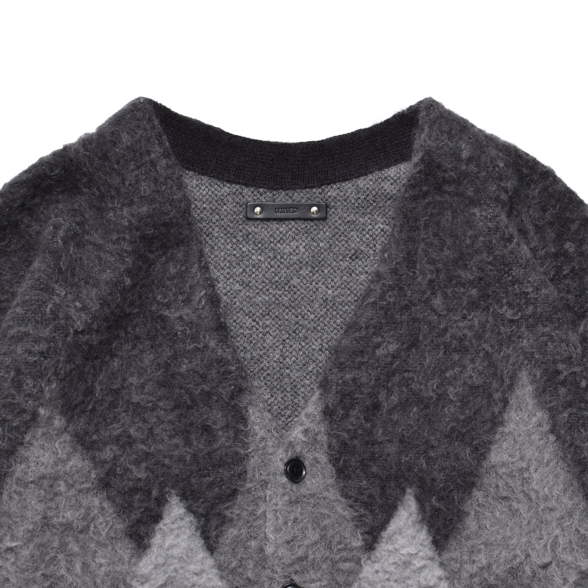 Mohair Argyle Knit Cardigan