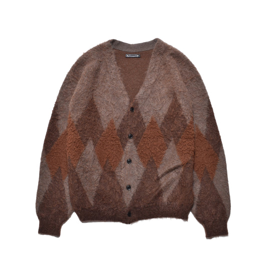 Mohair Argyle Knit Cardigan