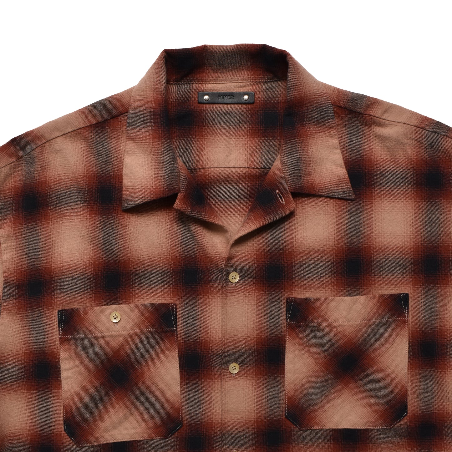 C.Flannel Ombre Open Collar SH