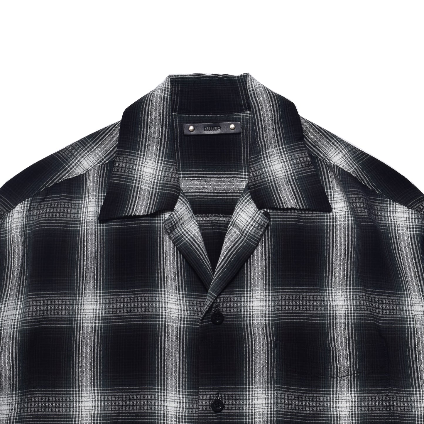 Rayon Dobby Plaid S.S Open Collar SH