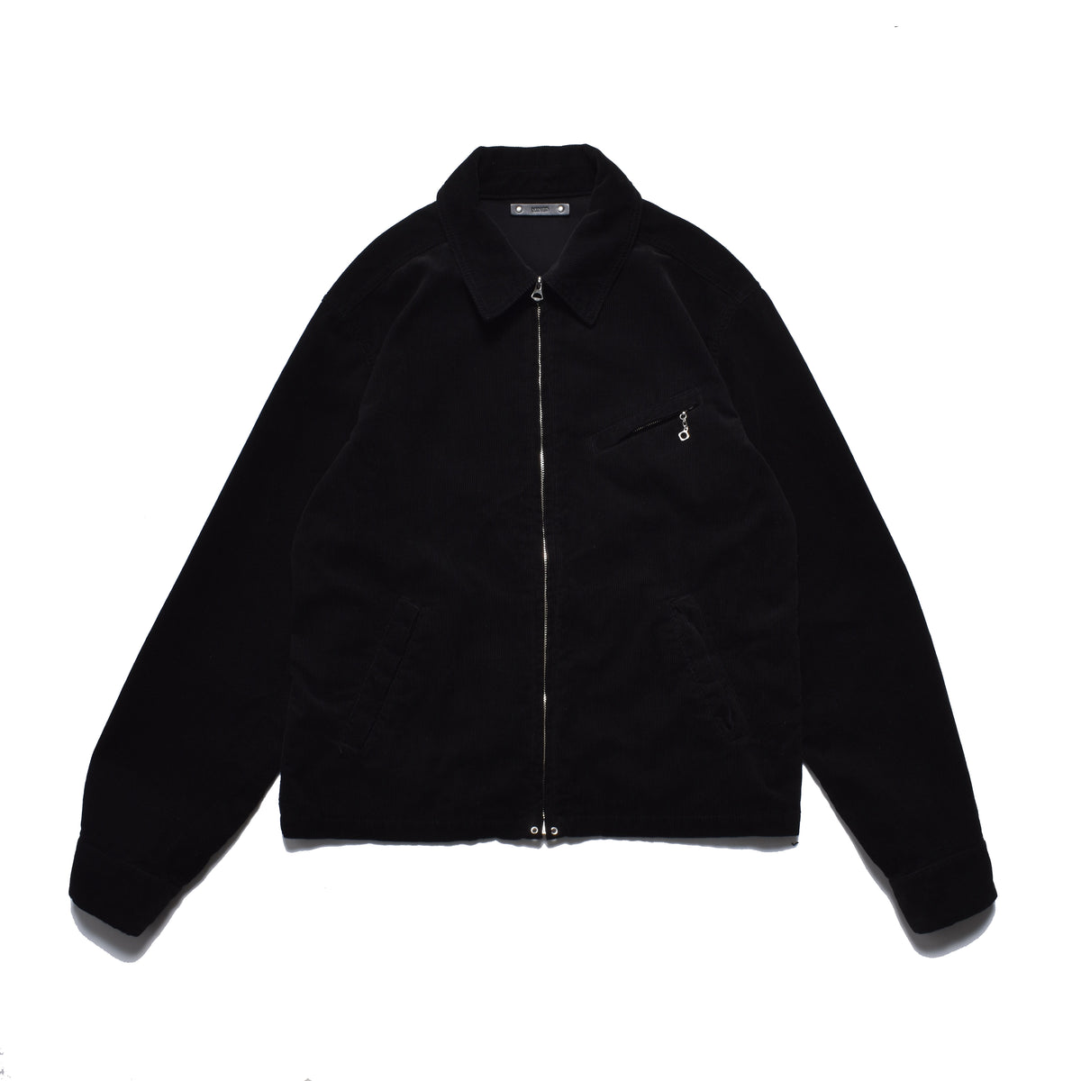 Black Corduroy Zipup Trucker Jacket