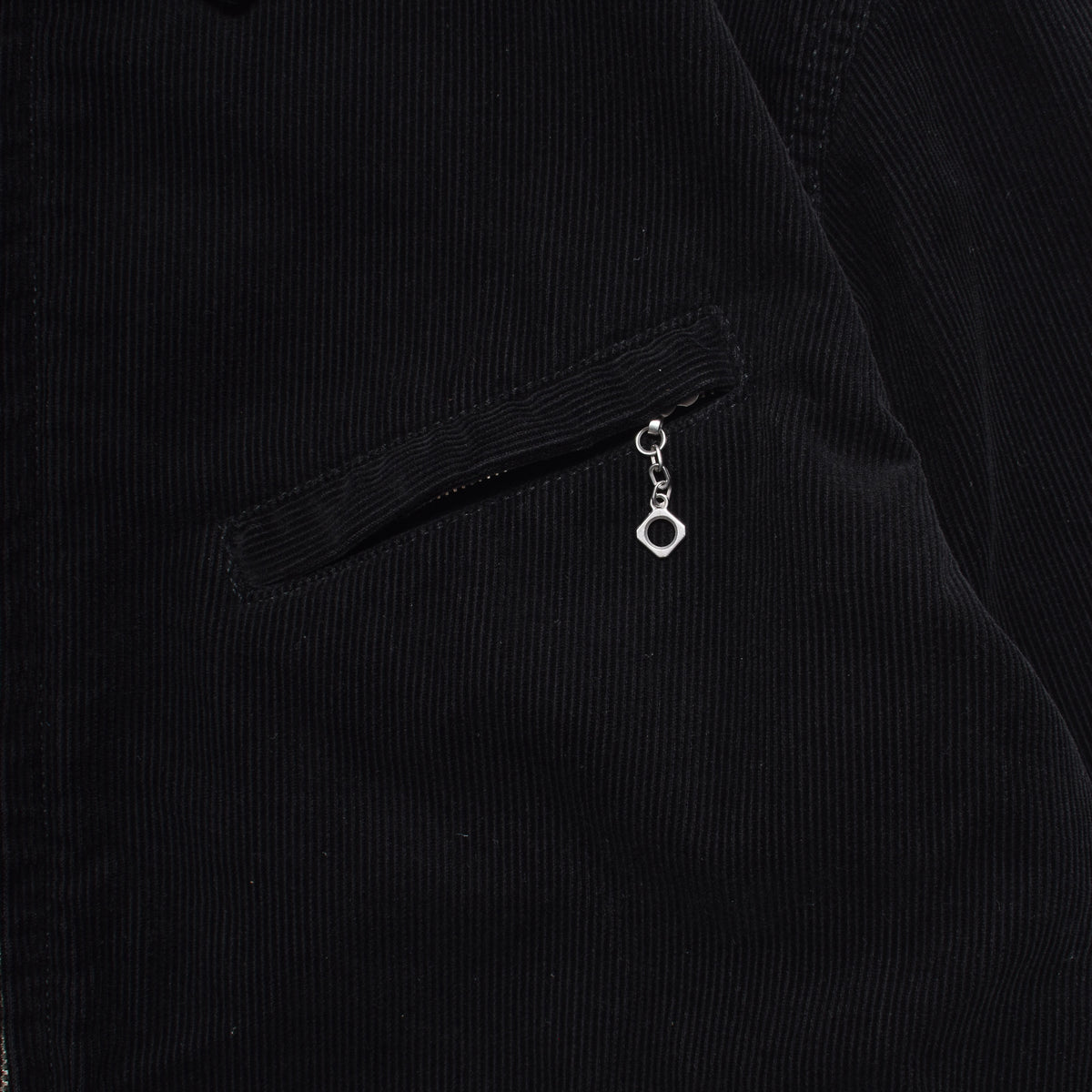Black Corduroy Zipup Trucker Jacket
