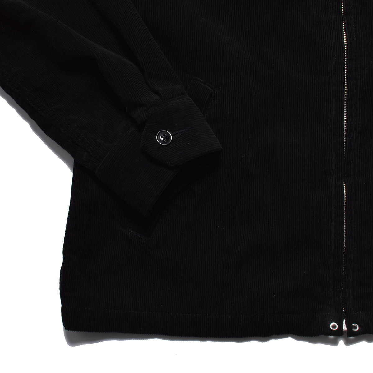 Black Corduroy Zipup Trucker Jacket