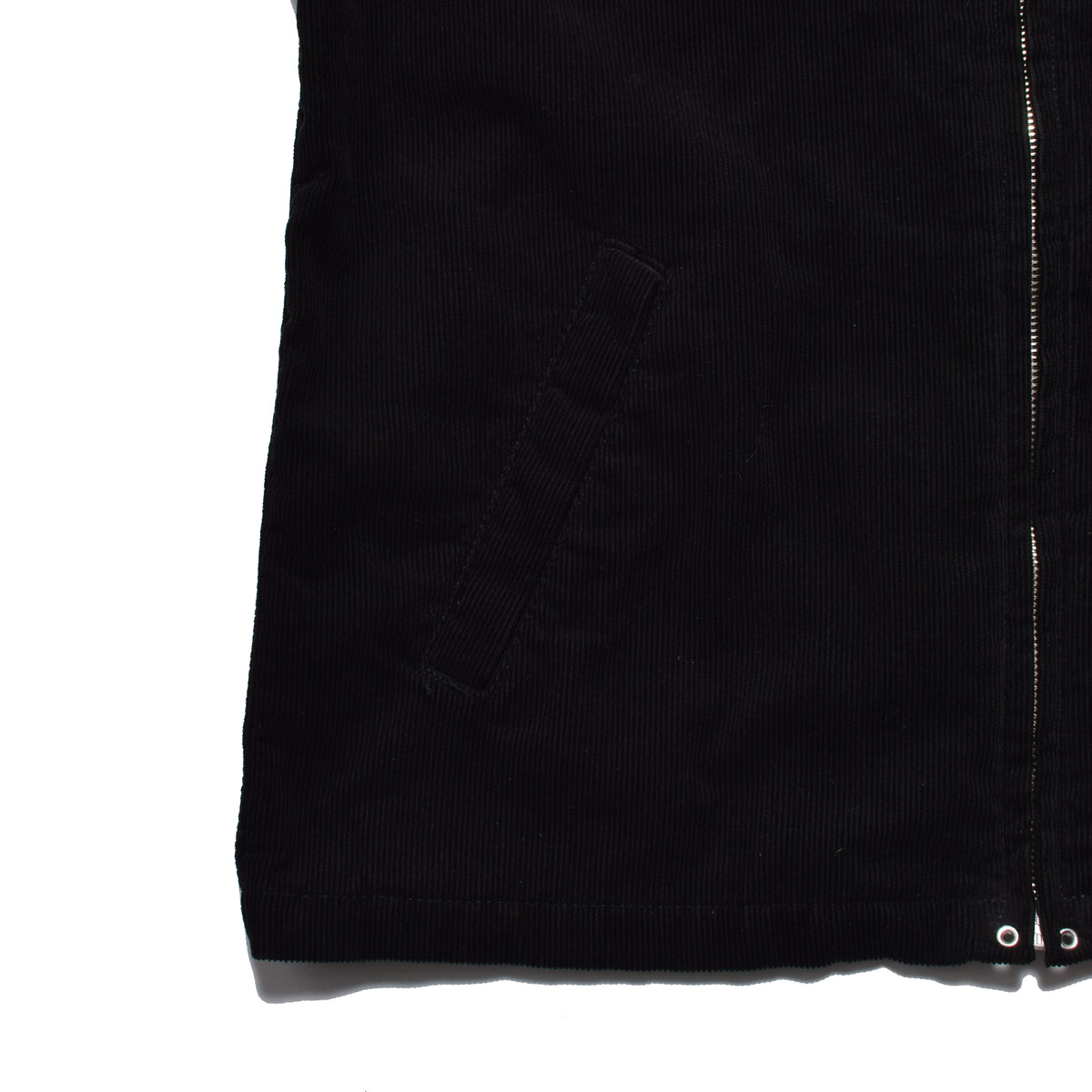 Black Corduroy Zipup Trucker Jacket