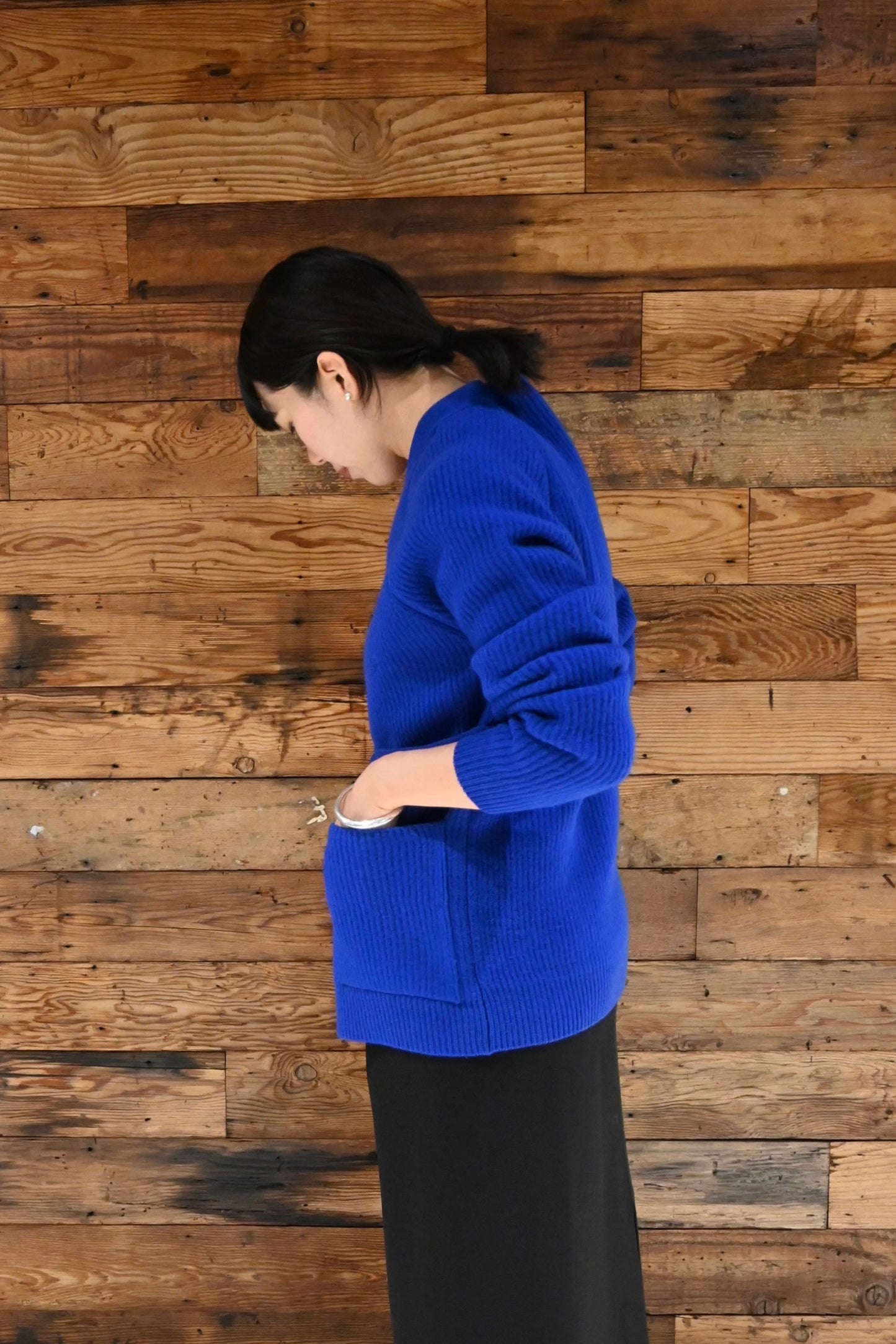 MILLED FRENCH MERINO RIB KNIT CARDIGAN