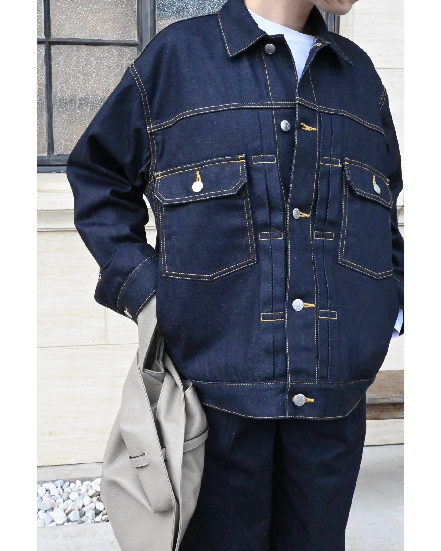 selvedge denim square big blouson