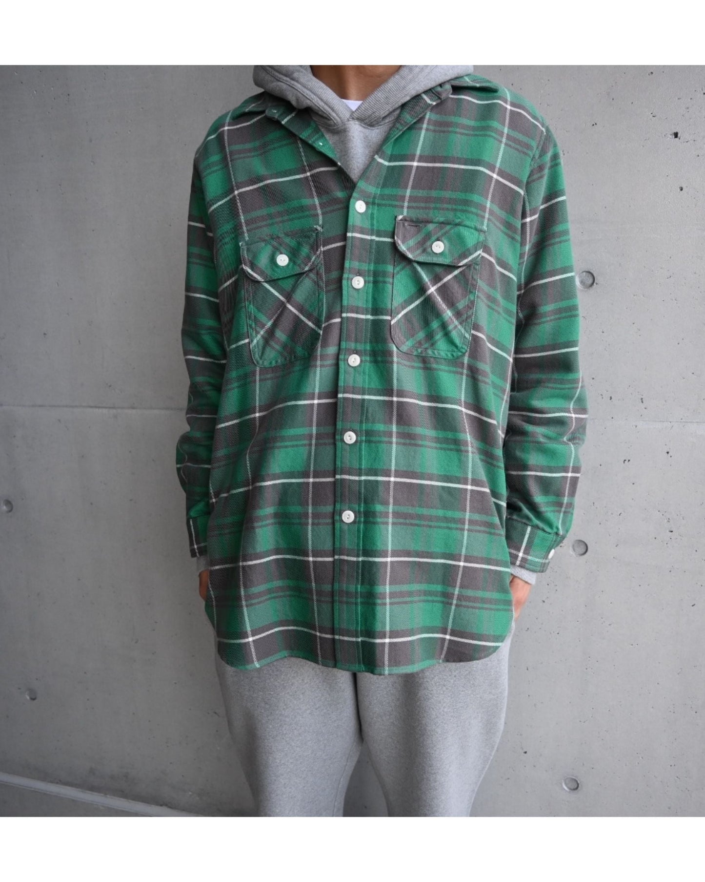Unlikely Elbow Patch Flannel Work Shirts  GREEN