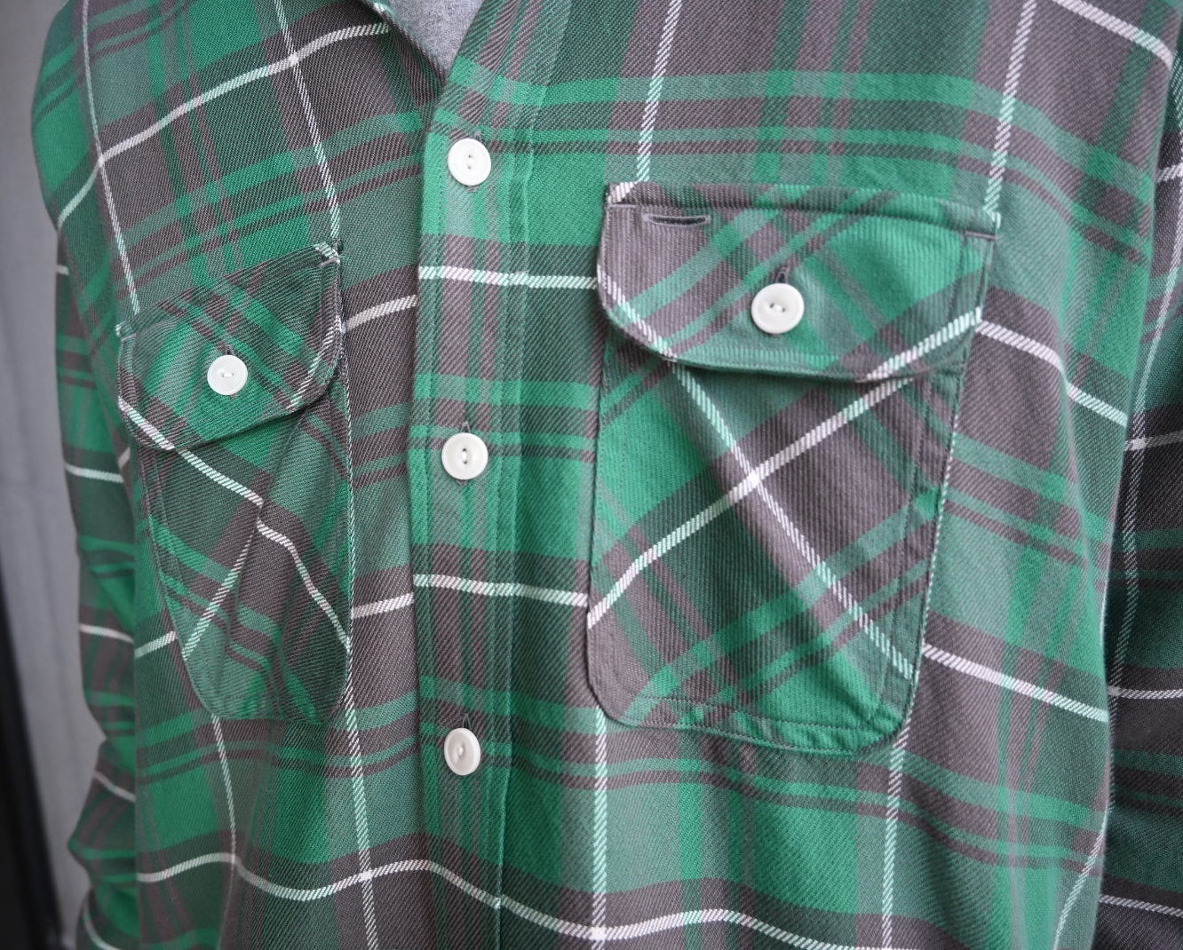 Unlikely Elbow Patch Flannel Work Shirts  GREEN