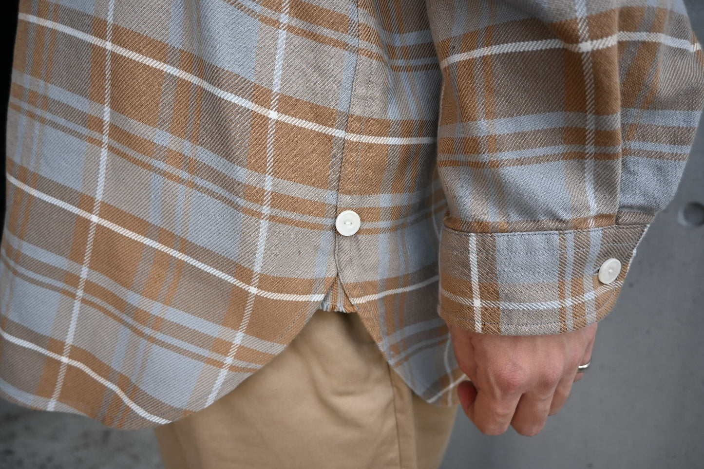 Unlikely Elbow Patch Flannel Work Shirts  BEIGE