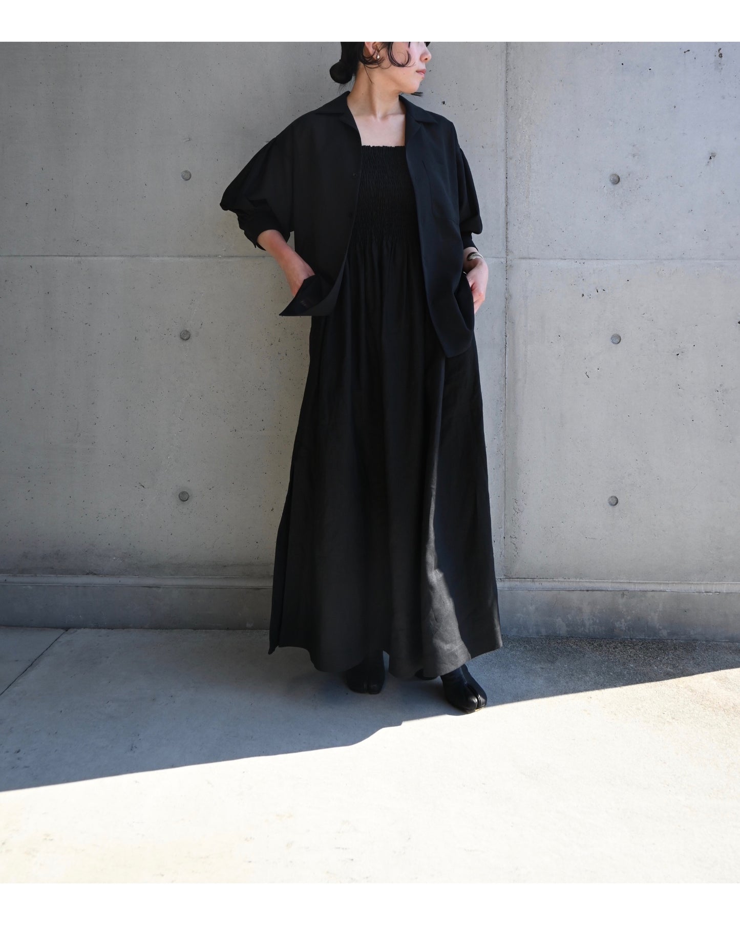 LINEN SHIRRED DRESS 16234