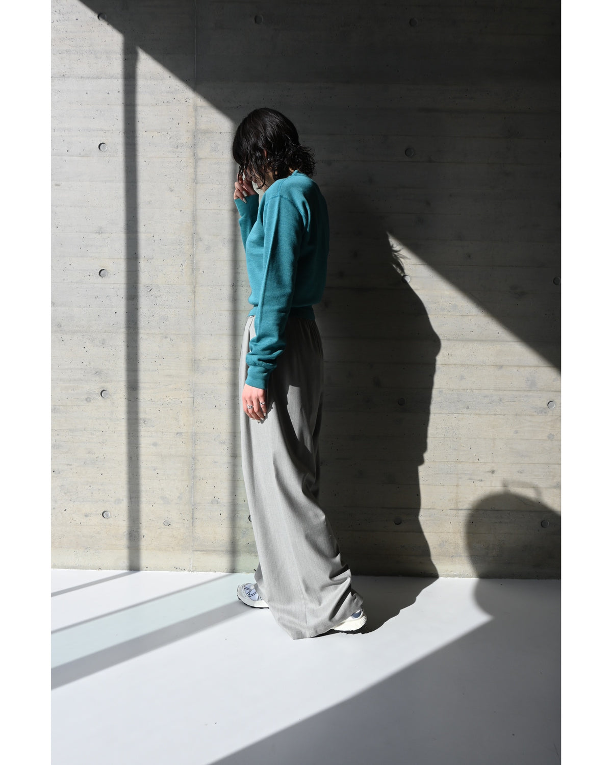 Fine Wool Saxony Easy Wide Pants