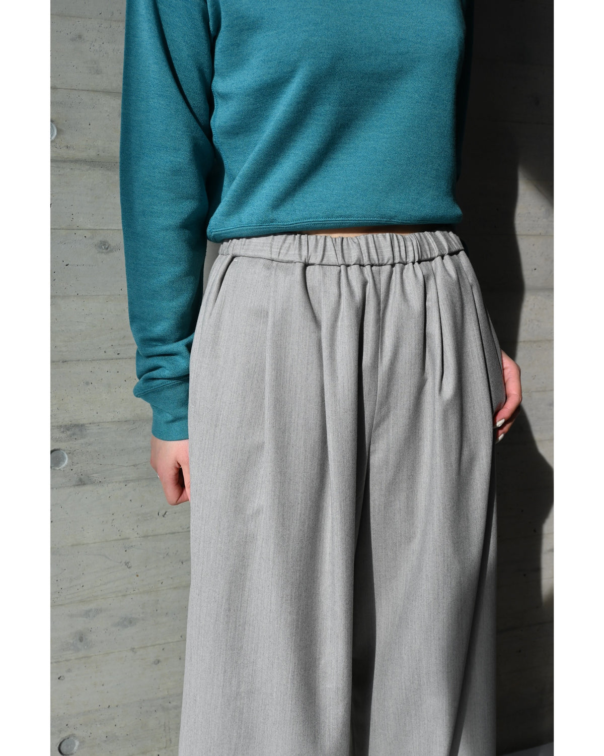 Fine Wool Saxony Easy Wide Pants