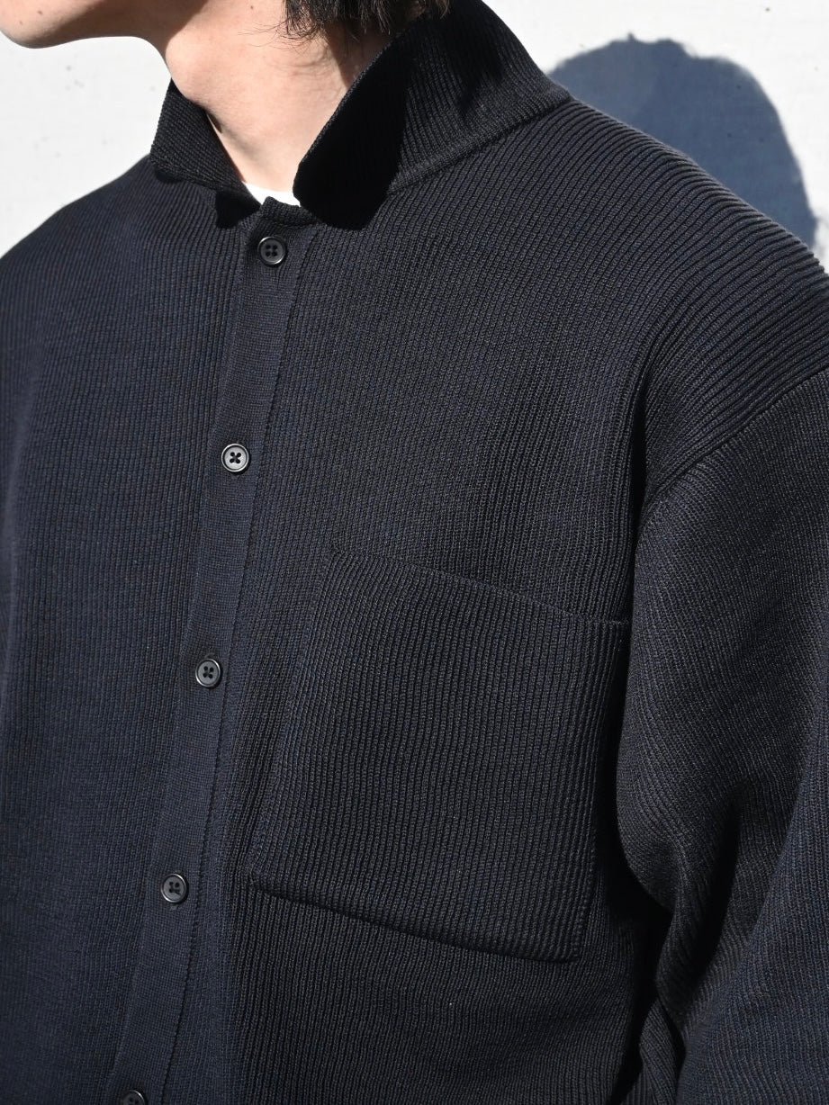 RIB KNITTED SHIRT BLACK