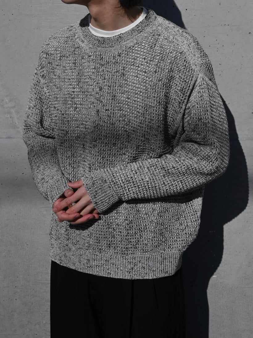 MESH KNITTED CREWNECK SWEATER WHITE