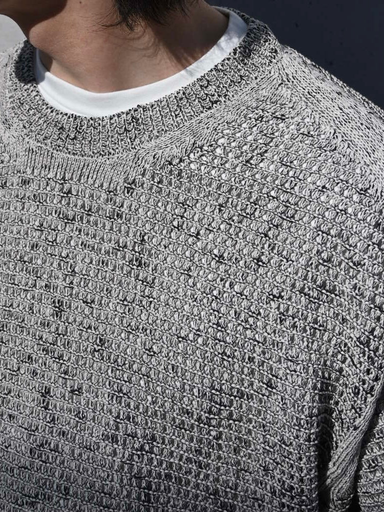 MESH KNITTED CREWNECK SWEATER WHITE