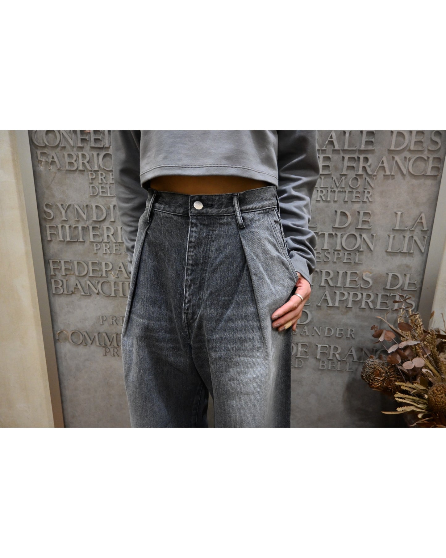 Selvage Denim Two Tuck Wide Pants