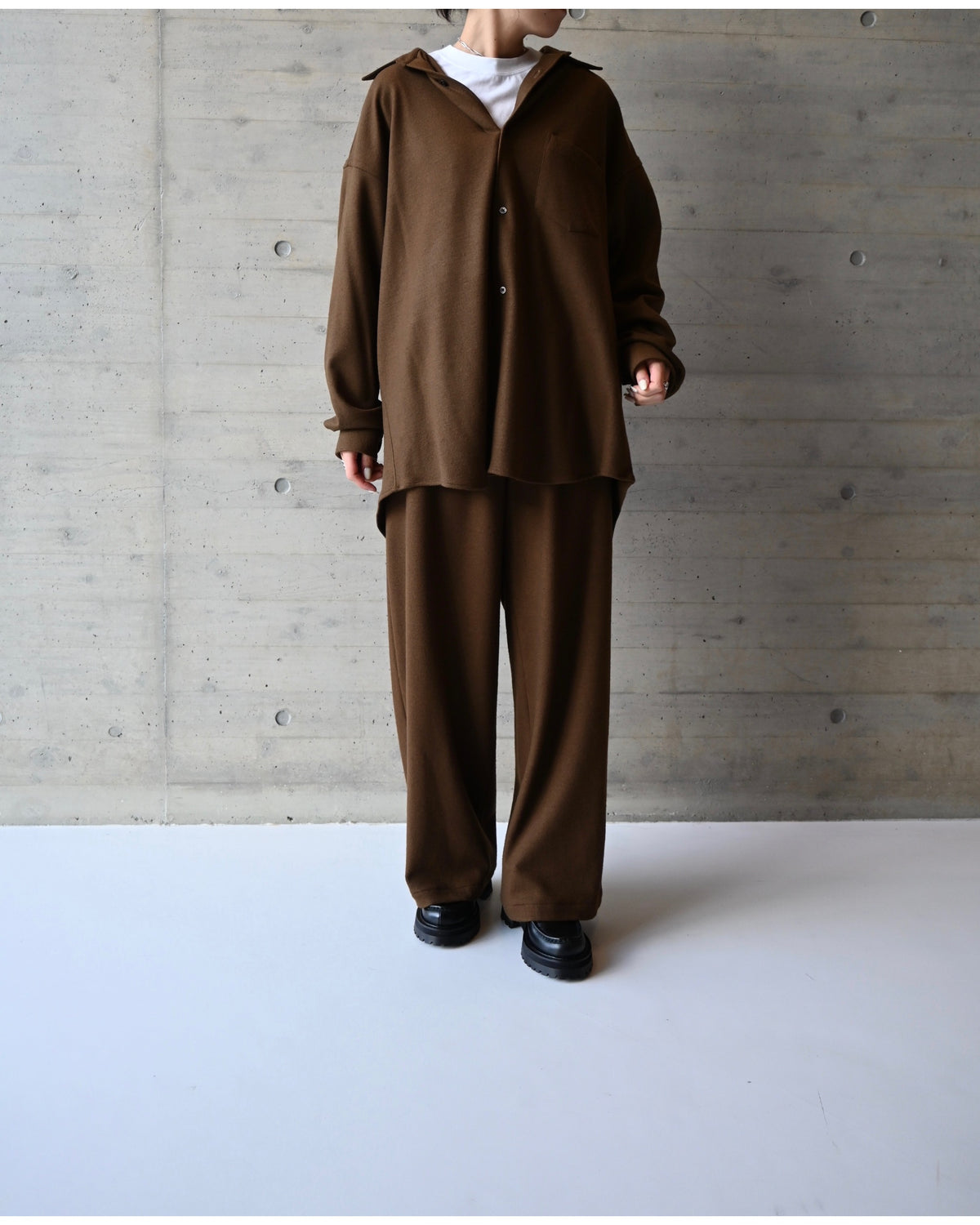 Wool Smooth Flannel Oversized Regular Collar Shirt