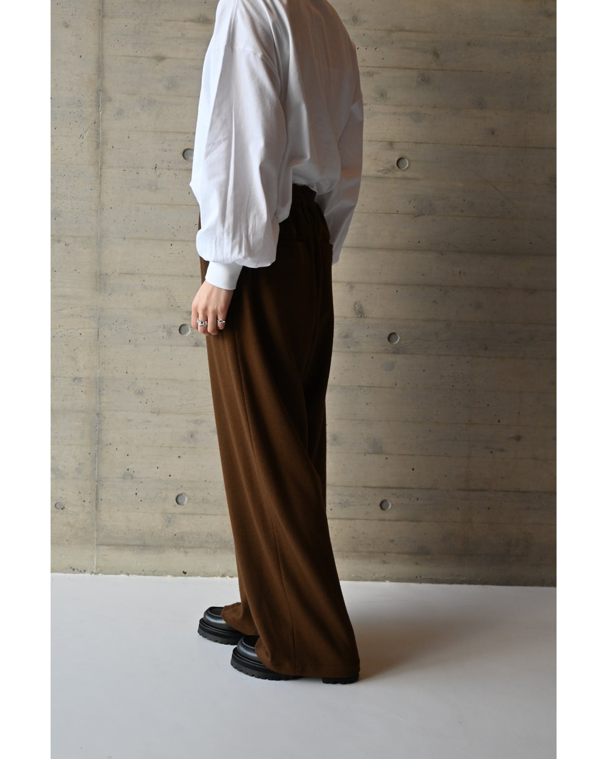 Wool Smooth Flannel Easy Wide Pants