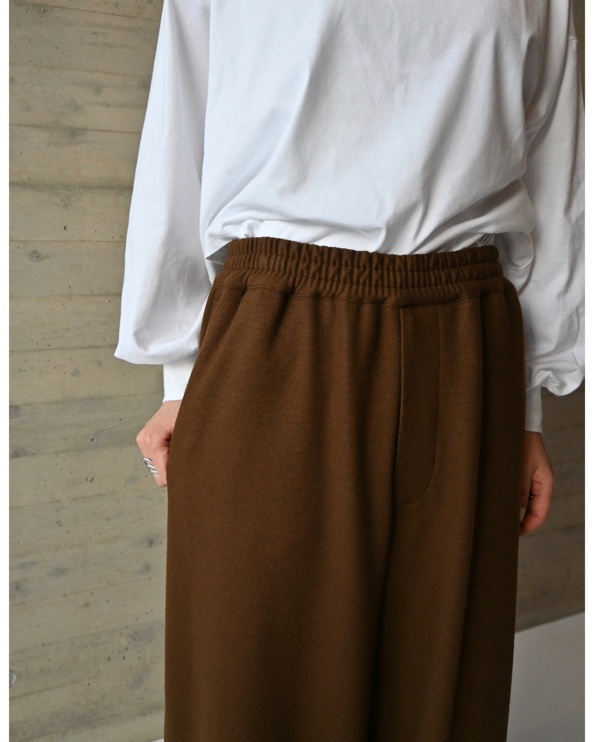 Wool Smooth Flannel Easy Wide Pants