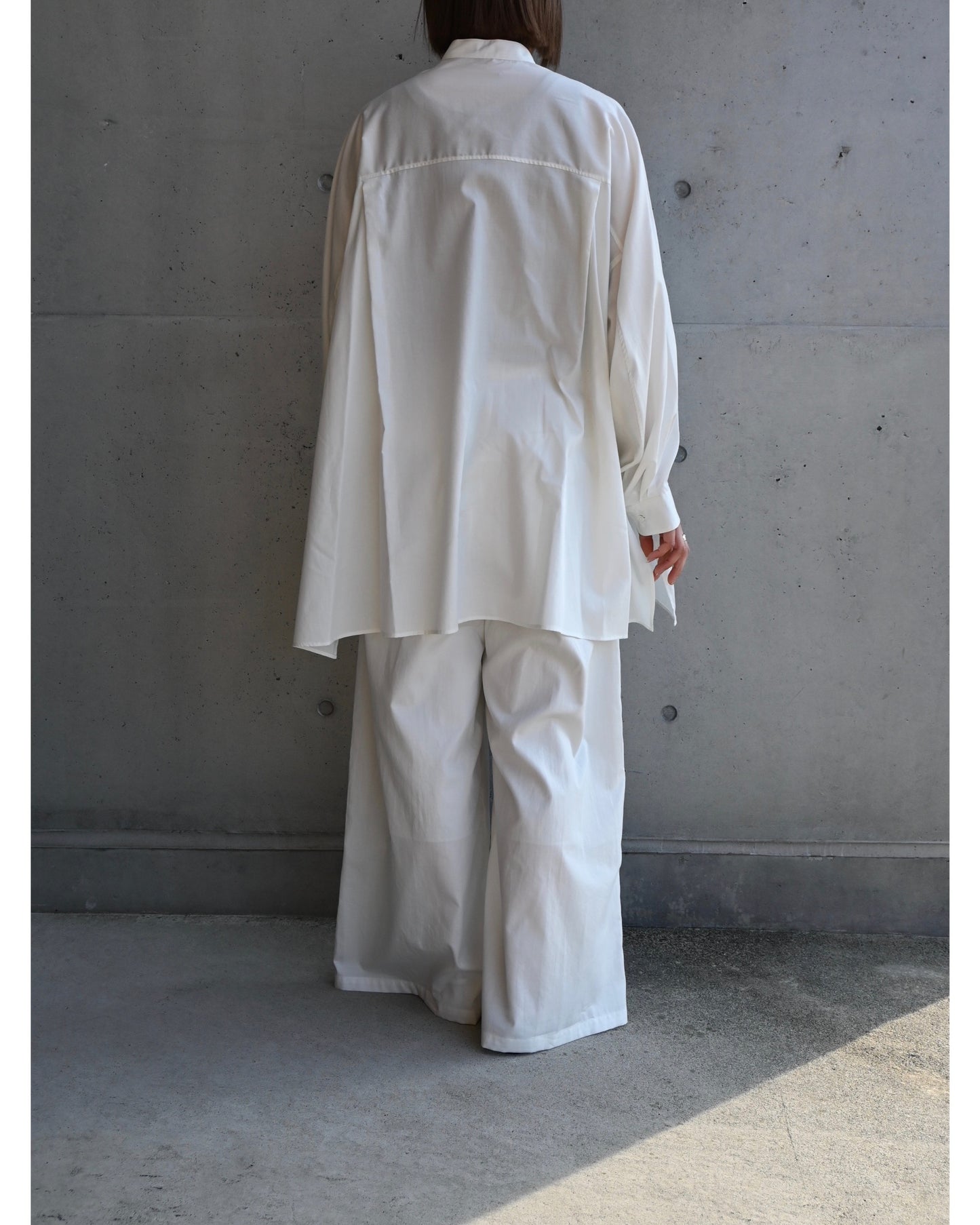 Silicon Poplin Deep Slit Band Collar Shirt